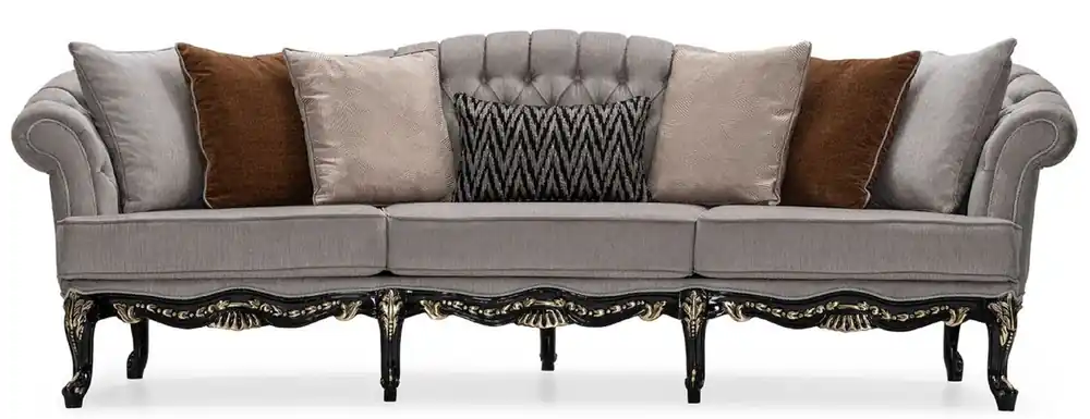 Meistverkauft Casa Padrino sofá de salón barroco de lujo gris / negro / oro - Sofá de estilo barroco hecho a mano con cojines decorativos - Muebles de salón de lujo en estilo barroco - Muebles barrocos