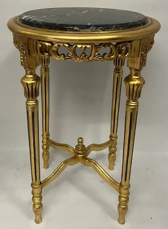 Rabatt Casa Padrino mesa auxiliar barroco oro / negro - Mesa de madera maciza de estilo antiguo con tapa de mármol - Muebles de salón en estilo barroco - Muebles de estilo antiguo - Muebles barrocos
