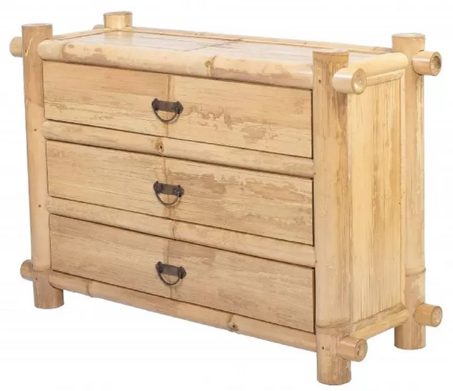 Casa Padrino cómoda de bambú de lujo con 3 cajones natural 120 x 40 x A. 80 cm - Cómoda de dormitorio - Muebles de dormitorio - Muebles de bambú - Muebles de lujo - Interiores de lujo Saisonangebot