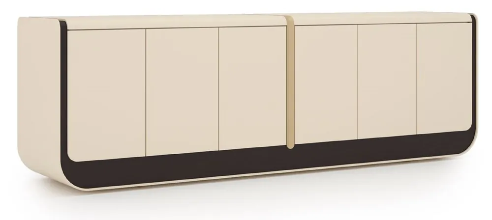 Top-Preis Casa Padrino aparador de lujo crema / negro / beige 260 x 60 x A. 75 cm - Armario de madera maciza con 6 puertas - Muebles de comedor - Muebles de lujo - Interiores de lujo