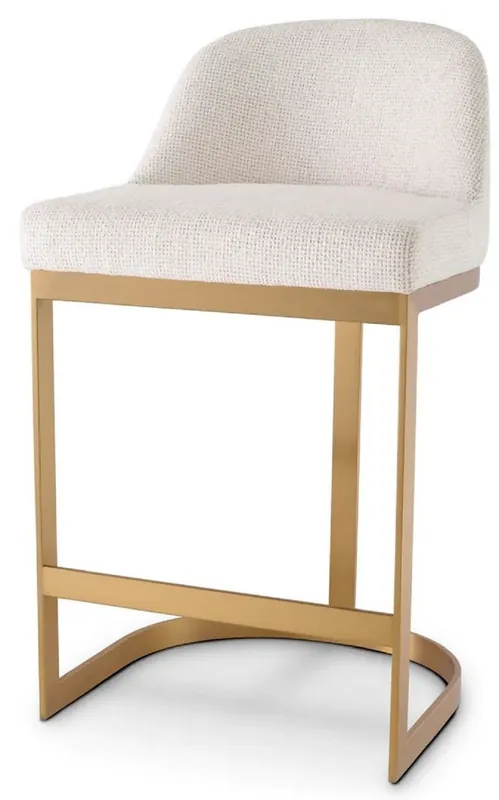 Kracherpreis Casa Padrino silla de bar de lujo crema blanco / latón 53 x 51 x A. 93 cm - Taburete de bar tapizado de acero inoxidable - Muebles de bar - Muebles de lujo - Calidad de lujo