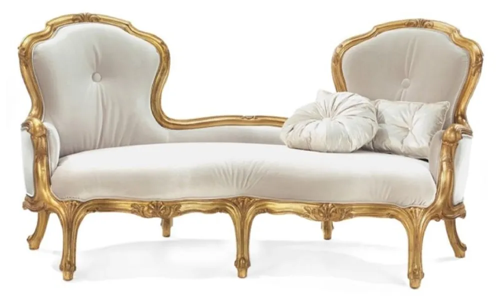 Casa Padrino sofá barroco de lujo gris / oro - Magnífico sofá de salón de estilo barroco - Muebles de salón de lujo en estilo barroco - Muebles barrocos - Calidad de Lujo - Hecho en Italia Direkt Vom Hersteller