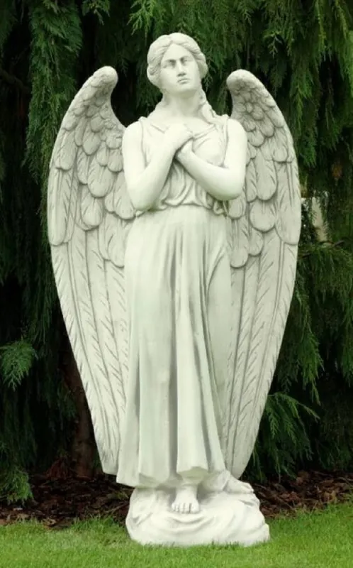 Casa Padrino Escultura de Decoración de Jardín Art Nouveau Ángel Gris Claro A. 140 cm - Figura de Piedra para Decoración de Jardín Elegante - Accesorios de Decoración de Jardín Barroco y Art Nouveau Neue Kollektion