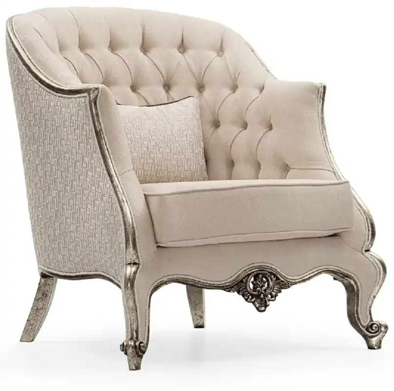 Casa Padrino sillón de salón barroco de lujo crema / plata / plata antigua - Sillón de estilo barroco hecho a mano con cojín decorativo - Muebles de salón de lujo en estilo barroco Beliebt