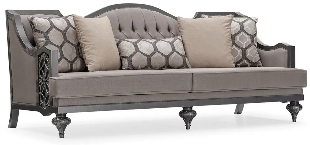 Casa Padrino sofá de salón barroco de lujo gris / gris - Sofá estilo barroco hecho a mano con cojines decorativos - Muebles de salón de lujo en estilo barroco - Muebles barrocos Billig