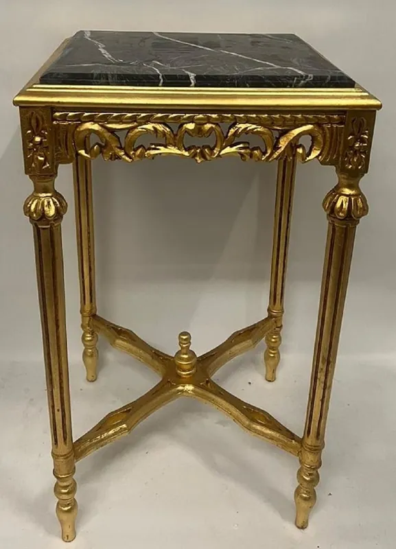 Neu Im Sortiment Casa Padrino mesa auxiliar barroco oro / negro - Mesa de estilo antiguo con tapa de mármol - Muebles de salón en estilo barroco - Muebles barrocos - Muebles de estilo antiguo