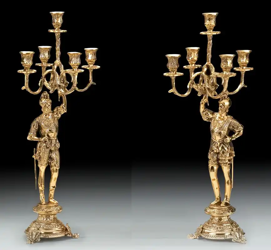 Bestseller Casa Padrino conjunto de portavelas barroco de lujo oro Ø 24 x A. 58 cm - Portavelas de bronce de estilo barroco hecho a mano - Accesorios barrocos - Interior barroco - noble y magnífico