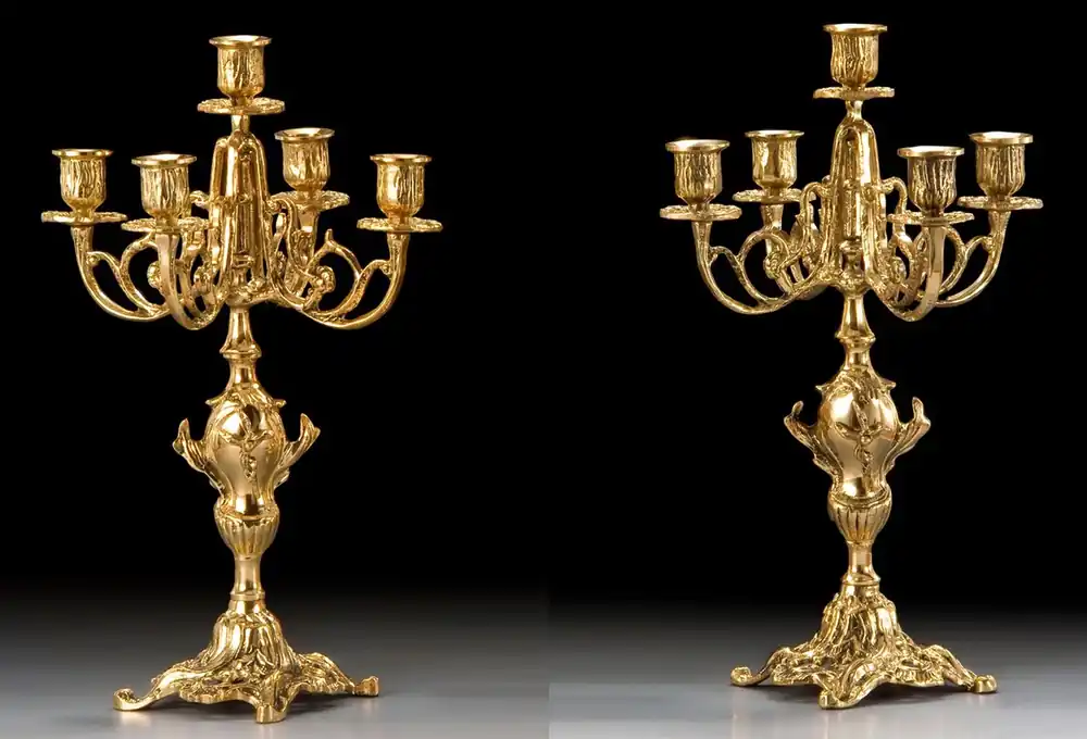 Casa Padrino conjunto de portavelas barroco de lujo oro Ø 25 x A. 40 cm - Portavelas de bronce de estilo barroco hecho a mano - Accesorios barrocos - Interior barroco - noble y magnífico Rabatt