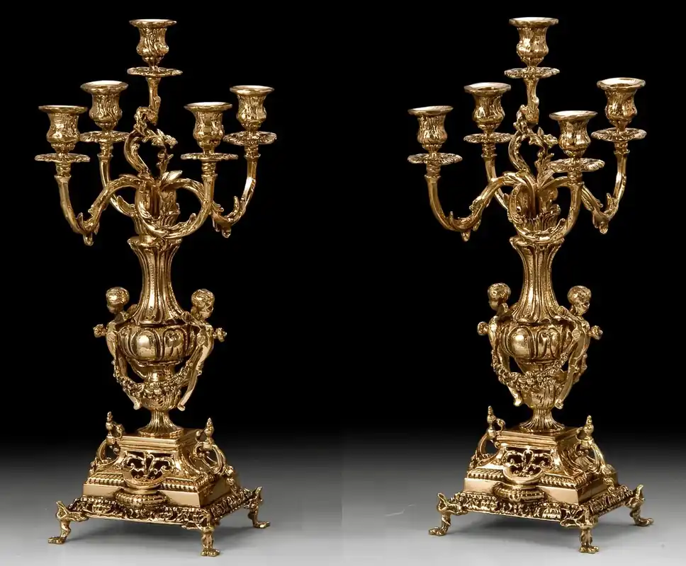 Casa Padrino conjunto de portavelas barroco de lujo oro Ø 27 x A. 50 cm - Portavelas de bronce de estilo barroco hecho a mano - Accesorios barrocos - Interior barroco - noble y magnífico Top-Preis