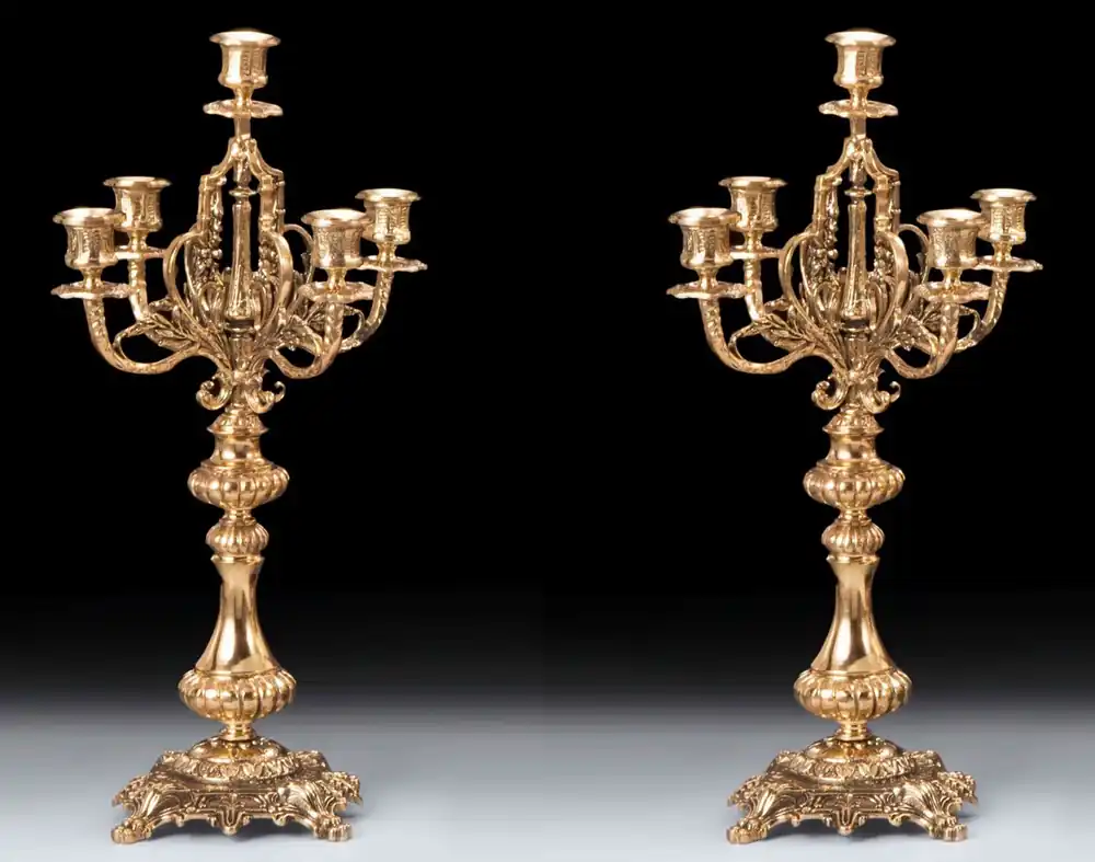 Mega-Angebot Casa Padrino conjunto de portavelas barroco de lujo oro Ø 25 x A. 48 cm - Portavelas de bronce de estilo barroco hecho a mano - Accesorios barrocos - Interior barroco - noble y magnífico