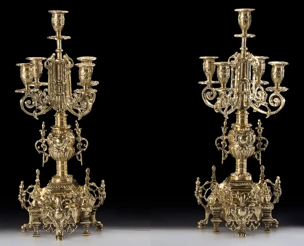 Preisreduziert Casa Padrino conjunto de portavelas barroco de lujo oro Ø 23 x A. 50 cm - Portavelas de bronce de estilo barroco hecho a mano - Accesorios barrocos - Interior barroco - noble y magnífico