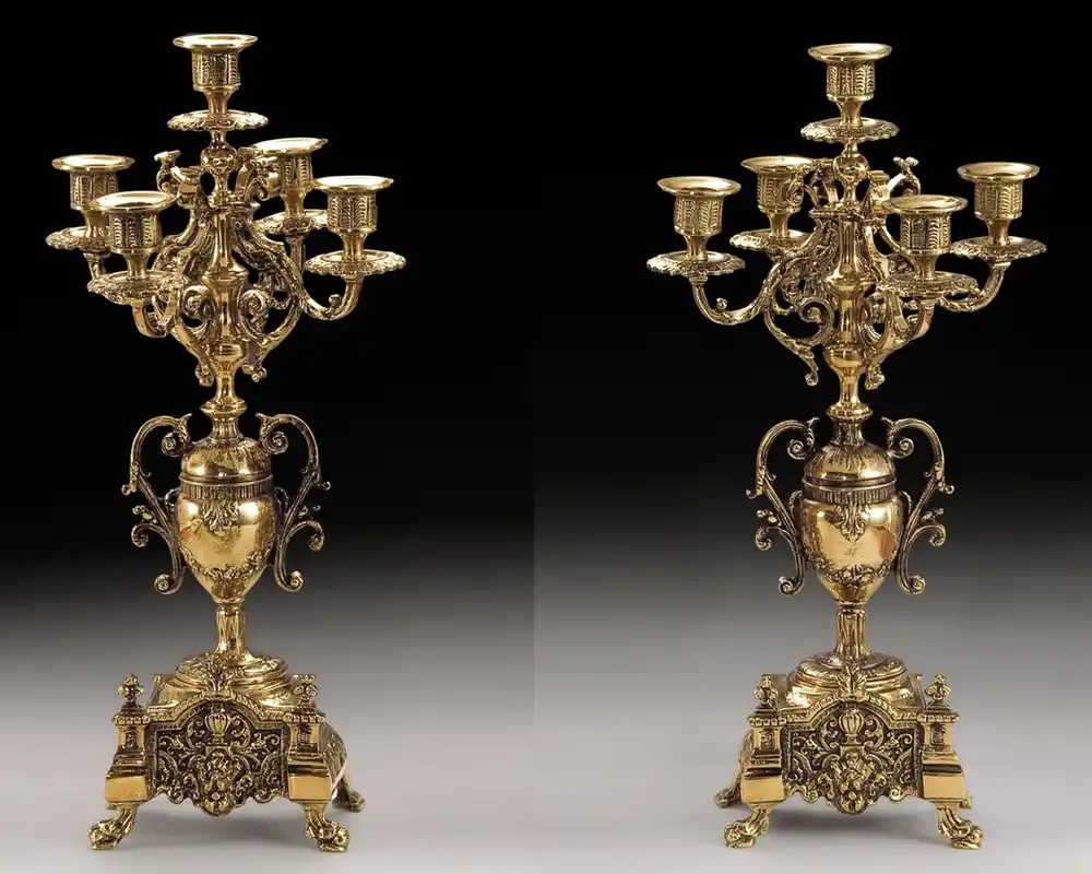Begrenztes Angebot Casa Padrino conjunto de portavelas barroco de lujo oro Ø 23 x A. 43 cm - Portavelas de bronce de estilo barroco hecho a mano - Accesorios barrocos - Interior barroco - noble y magnífico