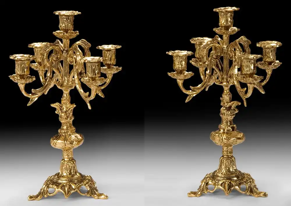Casa Padrino conjunto de portavelas barroco de lujo oro Ø 25 x A. 38 cm - Portavelas de bronce de estilo barroco hecho a mano - Accesorios barrocos - Interior barroco - noble y magnífico Beliebt