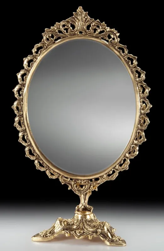 Casa Padrino espejo de maquillaje barroco de lujo oro 26 x A. 44 cm - Espejo de mesa de bronce de estilo barroco hecho a mano - Espejo cosmético - Accesorios decorativos barrocos Sichere Zahlung