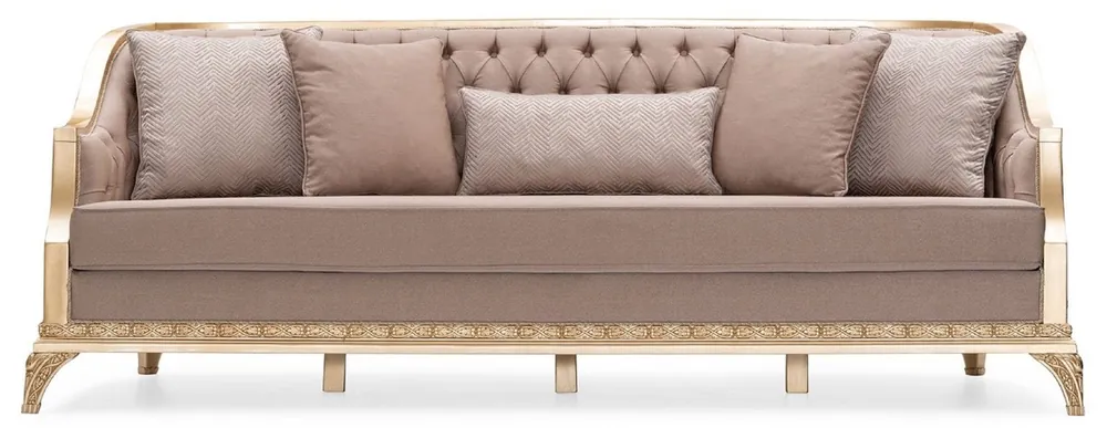 Casa Padrino sofá de salón barroco de lujo marrón / oro - Sofá estilo barroco hecho a mano con cojines decorativos - Muebles de salón de lujo en estilo barroco - Muebles barrocos Heißes Angebot