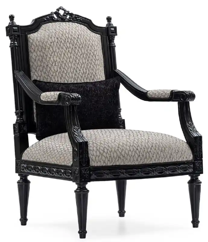 Casa Padrino sillón de salón barroco de lujo plata / negro - Sillón de estilo barroco hecho a mano con cojín decorativo - Muebles de salón de lujo en estilo barroco - Noble y Magnífico Neuheit