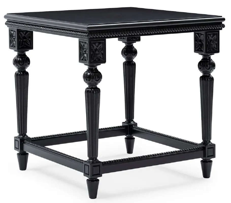 Mega-Angebot Casa Padrino mesa auxiliar barroco de lujo negro - Mesa cuadrada de madera maciza en estilo barroco - Muebles de salón de lujo en estilo barroco - Muebles barrocos - Noble y Magnífica
