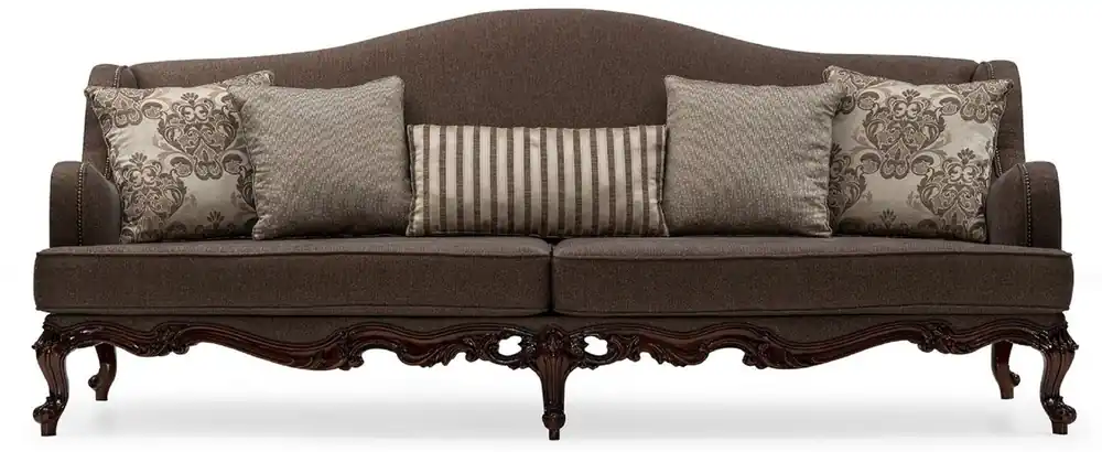 Geprüft Casa Padrino sofá de salón barroco de lujo gris / marrón - Sofá de estilo barroco hecho a mano con cojines decorativos - Muebles de salón de lujo en estilo barroco - Muebles barrocos