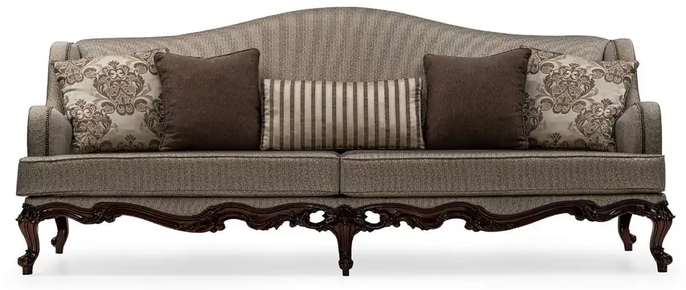 Sofort Bestellen Casa Padrino sofá de salón barroco de lujo plata / marrón - Sofá de estilo barroco hecho a mano con cojines decorativos - Muebles de salón de lujo en estilo barroco - Muebles barrocos