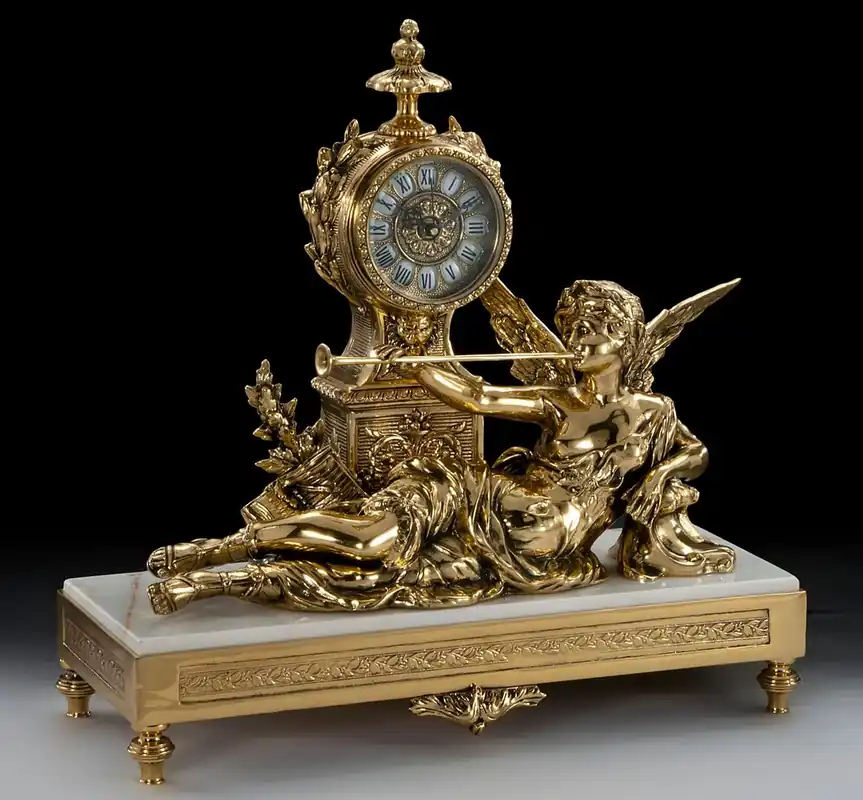 Begrenztes Angebot Casa Padrino reloj de mesa barroco de lujo oro / blanco 48 x A. 47 cm - Reloj de bronce hecho a mano estilo barroco - Reloj de escritorio barroco - Decoracion escritorio barroco