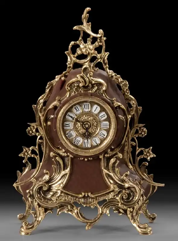 Casa Padrino reloj de mesa barroco de lujo oro / marrón 19 x A. 35 cm - Reloj de bronce hecho a mano estilo barroco - Reloj de escritorio barroco - Decoracion escritorio barroco Must-Have