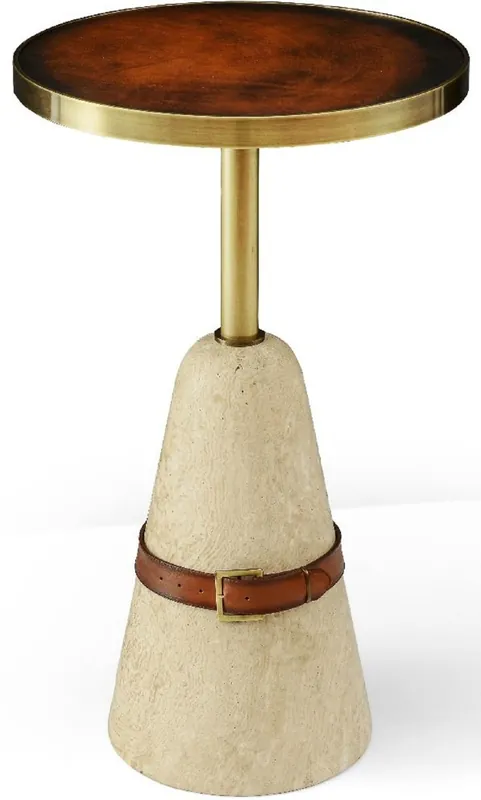 Casa Padrino mesa auxiliar de lujo marrón / latón / beige Ø 40 x A. 74,5 cm - Mesa redonda con base de mármol - Muebles de salón - Muebles de lujo Neu