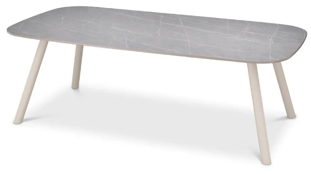 Schneller Versand Casa Padrino mesa de jardín de lujo gris / arena 220 x 120 x A. 75,5 cm - Mesa de jardín rectangular con tablero de cerámica - Muebles de jardín y terraza - Muebles de exterior de lujo