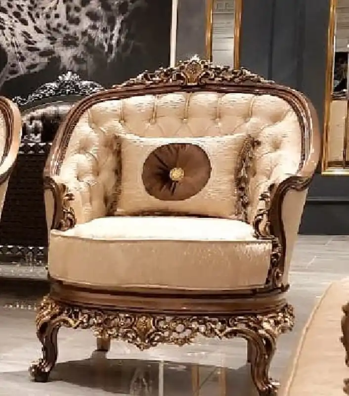 Casa Padrino sillón de salón barroco de lujo oro / marrón / oro - Sillón de estilo barroco hecho a mano - Muebles de salón de lujo en estilo barroco - Muebles barrocos - Noble y Magnífico Expressversand