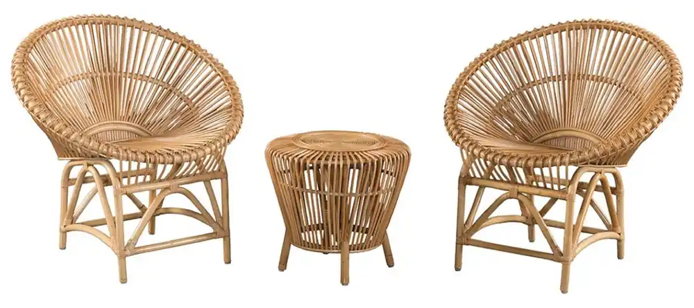 Casa Padrino Conjunto de Muebles de Jardín de Bambú de Lujo Natural - 2 Sillas de Jardín de Bambú y 1 Mesa de Jardín de Bambú - Muebles de Jardín de Bambú - Muebles de Lujo Sofort Bestellen