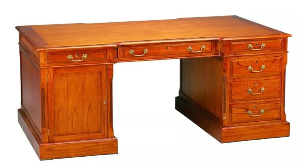 Wochenendangebot Casa Padrino escritorio de lujo marrón claro / tapa de madera 190 x 105 x A. 79 cm - secretaria de estilo antiguo de madera maciza con 6 cajones