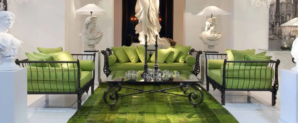 Top-Seller Casa Padrino Conjunto de Muebles de Hierro Forjado Barroco de Lujo Verde / Negro - 1 Sofá & 2 Sillones & 1 Mesa de Centro - Muebles de Salón - Muebles Jardín - Muebles Barrocos de Lujo