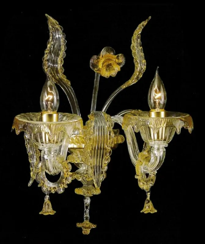 Sichere Zahlung Casa Padrino lámpara de pared doble barroco de lujo ámbar 30 x 25 x A. 40 cm - Magnífico aplique de cristal de Murano de estilo barroco - Calidad de lujo - Hecho en Italia