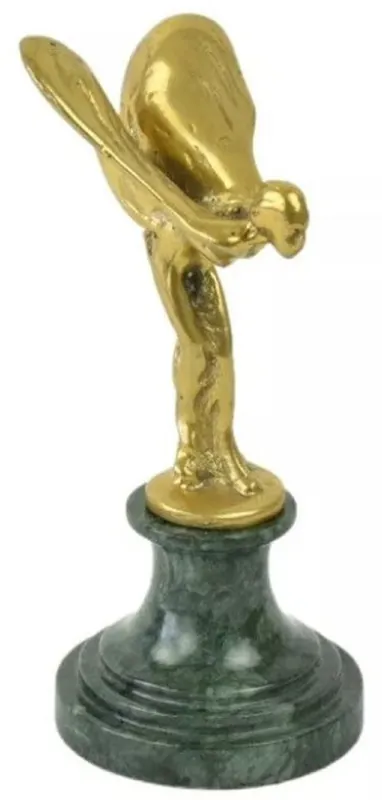 Casa Padrino escultura pisapapeles de lujo mujer con alas oro / verde 7 x 8 x A. 16 cm - Elegante figura de bronce con base de mármol - Decoración de escritorio - Decoración de lujo Echt