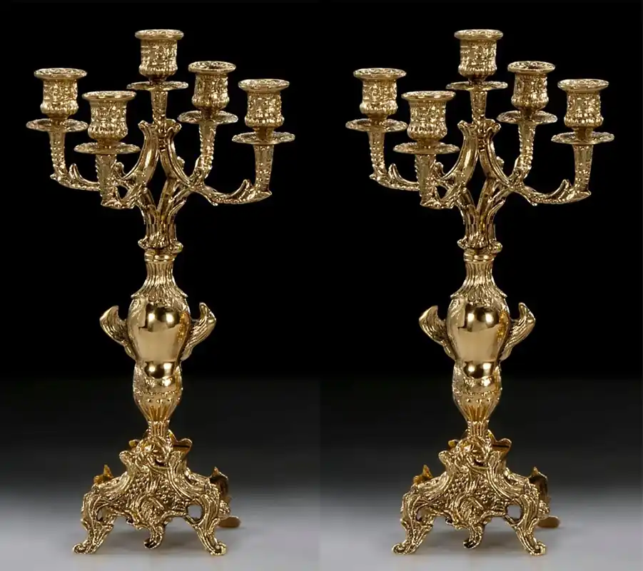 Casa Padrino conjunto de portavelas barroco de lujo oro Ø 24 x A. 39 cm - Portavelas de bronce de estilo barroco hecho a mano - Accesorios barrocos - Interior barroco - noble y magnífico Rabatt