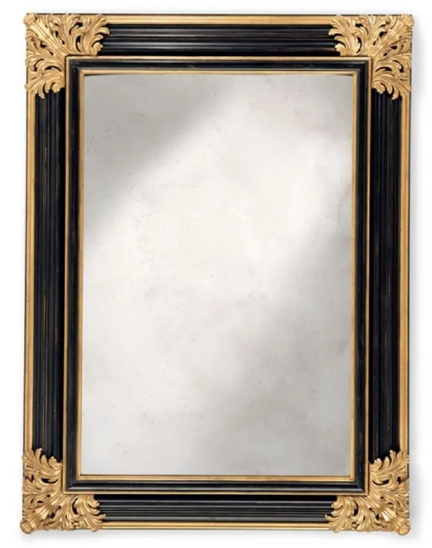 Casa Padrino espejo barroco de lujo negro / oro - Espejo de pared de estilo barroco italiano hecho a mano con cristal de espejo antiguo - Muebles de lujo en estilo barroco - Hecho en Italia Neuheit