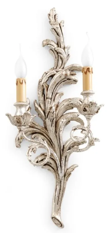 Casa Padrino lámpara de pared doble barroco de lujo plata antigua 32 x 16 x A. 66 cm - Magnífico aplique de estilo barroco - Calidad de lujo - Hecho en Italia Neu