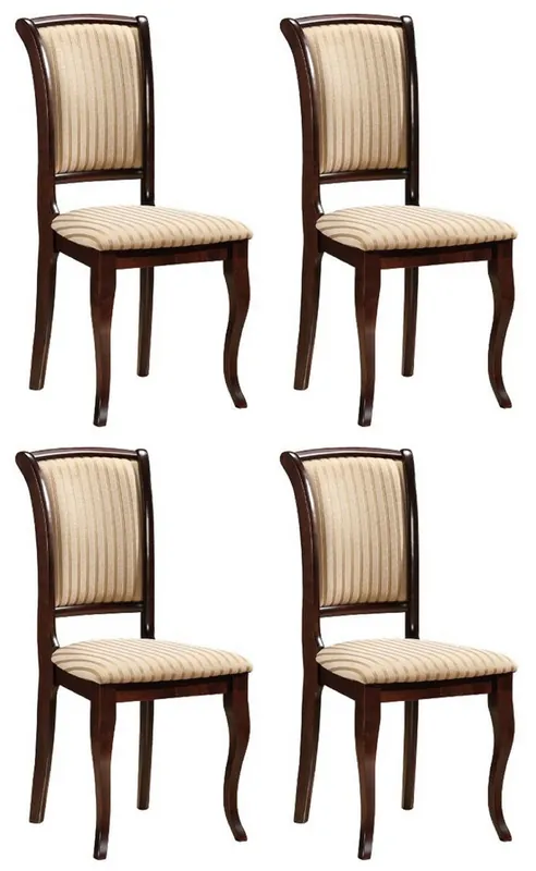 Casa Padrino Conjunto de 4 Sillas de Comedor Art Nouveau Crema / Oro / Marrón Oscuro 44 x 44 x A. 96 cm - Sillas de Cocina de Madera Maciza con Rayas - Muebles de Comedor Barroco y Art Nouveau Sichere Zahlung