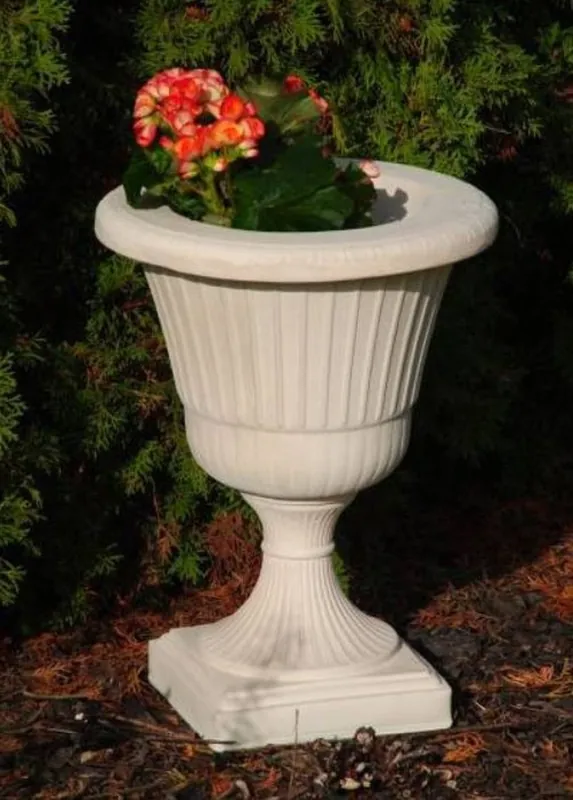 Letzte Chance Casa Padrino maceta decorativo de jardín barroco blanco Ø 39 x A. 52 cm - Macetero redondo de estilo barroco - Decoración barroco de jardín - Decoración barroco de terraza - Accesorios barroco