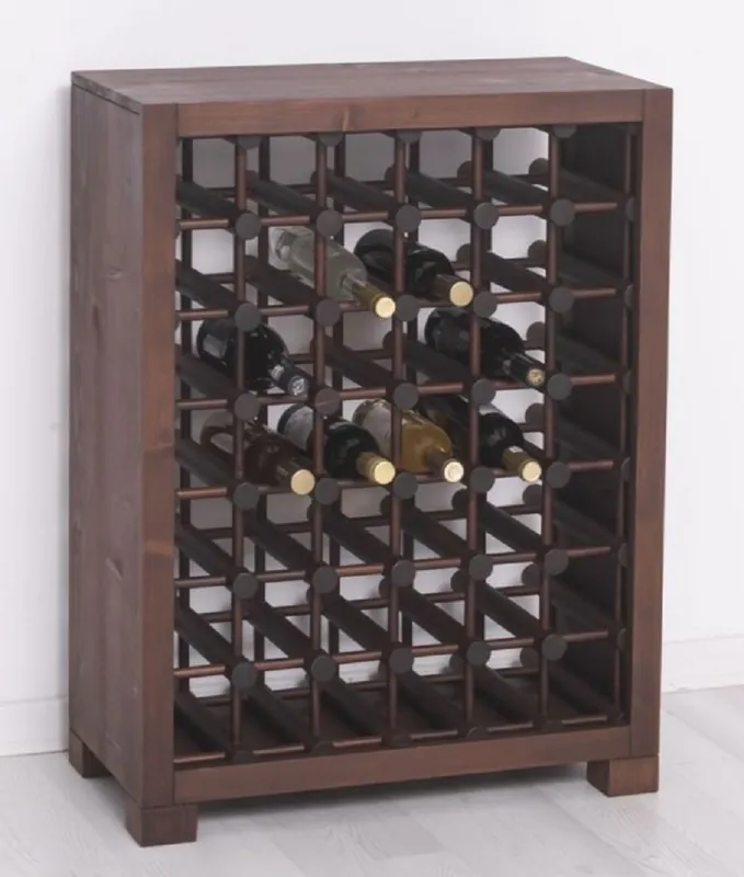Casa Padrino armario de vino de madera maciza de estilo campestre marrón / negro 68 x 35 x A. 68 cm - Estante de vino de madera maciza en estilo campestre - Mueble bar de estilo campestre Saisonangebot