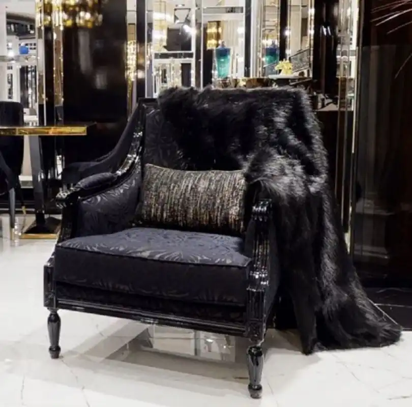 Casa Padrino sillón barroco de lujo púrpura / negro - Magnífico sillón de salón con patrón elegante - Muebles de salón de lujo en estilo barroco - Muebles barrocos Beliebt