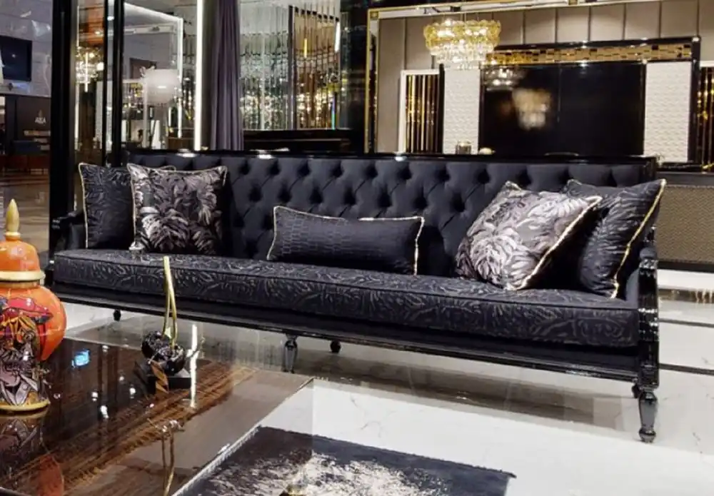Top-Angebot Casa Padrino Sofá Barroco de Lujo Púrpura / Negro - Magnífico Sofá de Salón Estilo Barroco - Muebles de Salón de Lujo en Estilo Barroco - Muebles Barrocos - Noble & Magnificent