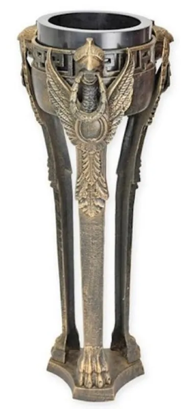 Sale Casa Padrino macetero para decoración de jardín barroco latón antiguo Ø 31,5 x A. 80 cm - Macetero de estilo barroco de hierro fundido - Decoración de jardín barroco - Decoración de patio barroco