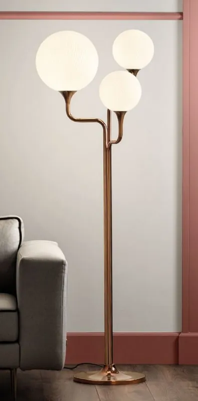 Letzte Chance Casa Padrino lámpara de pie de lujo cobre / beige 52 x 45 x A. 170 cm - Lámpara de pie de metal con pantallas de vidrio - Lámparas de pie de lujo - Calidad de lujo - Hecho en Italia