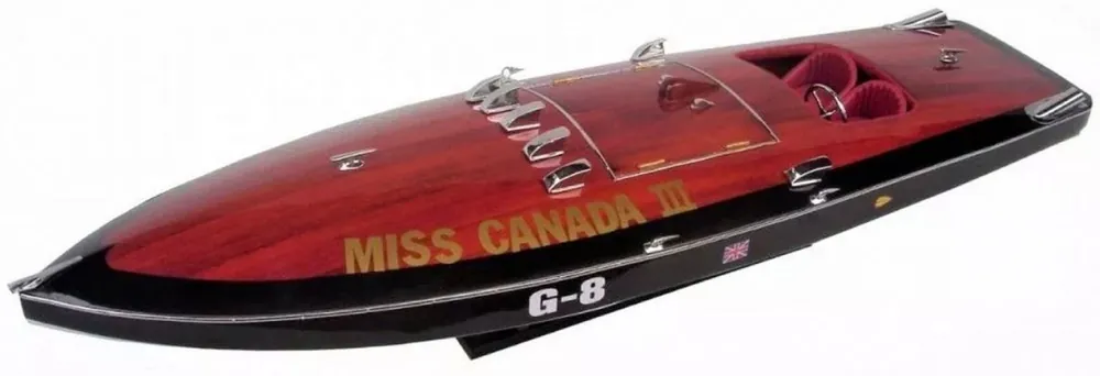 Casa Padrino lancha rápida de lujo Miss Canada con soporte de madera maciza 87 x 28 x A. 26 cm - Barco decorativo hecho a mano - Barco de madera - Barco de carreras - Modelo de barco Jetzt Kaufen