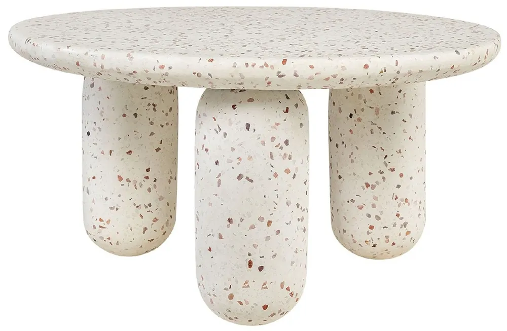 Angebot Casa Padrino mesa de centro de lujo blanco Ø 80 x A. 40 cm - Mesa de salón redonda de piedra natural en terrazo - Muebles de salón - Muebles de piedra natural - Muebles de lujo
