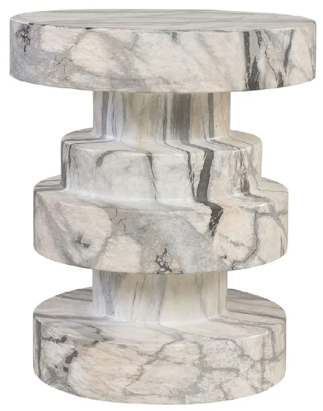 Casa Padrino mesa auxiliar / taburete de lujo con aspecto de mármol blanco Ø 38 x A. 45 cm - Muebles de salón con aspecto de mármol - Muebles de lujo - Interior de lujo Neu Im Sortiment