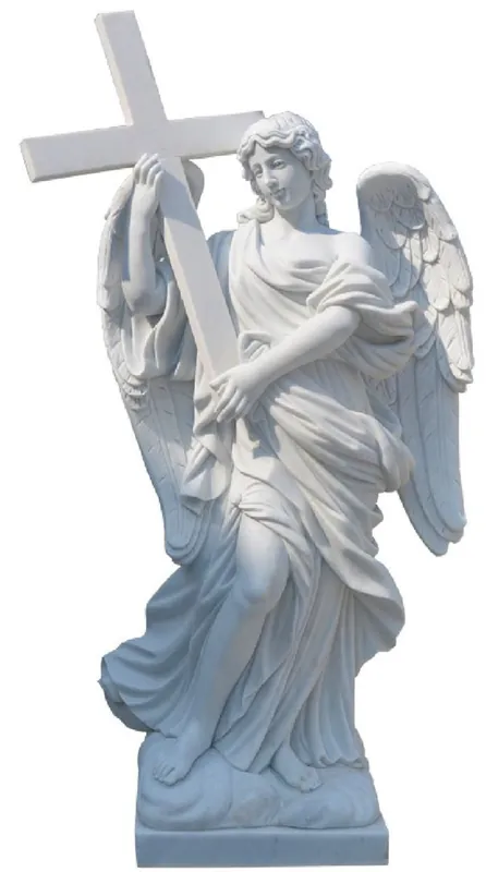 Casa Padrino Escultura de Mármol Deco Art Nouveau de Lujo Ángel Blanco A. 160 cm - Magnífico Jardín Mármol Deco Figura - Barroco y Art Nouveau Jardín Mármol Esculturas Decorativas Knallerangebot