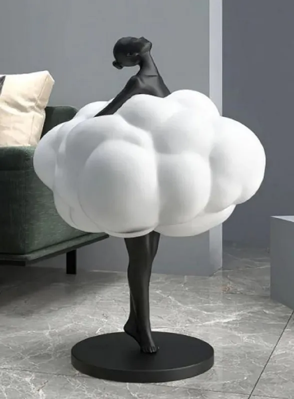 Nur Für Kurze Zeit Casa Padrino escultura decorativa de diseño de lujo bailarina negro / blanco Ø 49 x A. 75 cm - Figura decorativa de resina - Accesorios decorativos de lujo - Calidad de lujo - Hecho en Italia