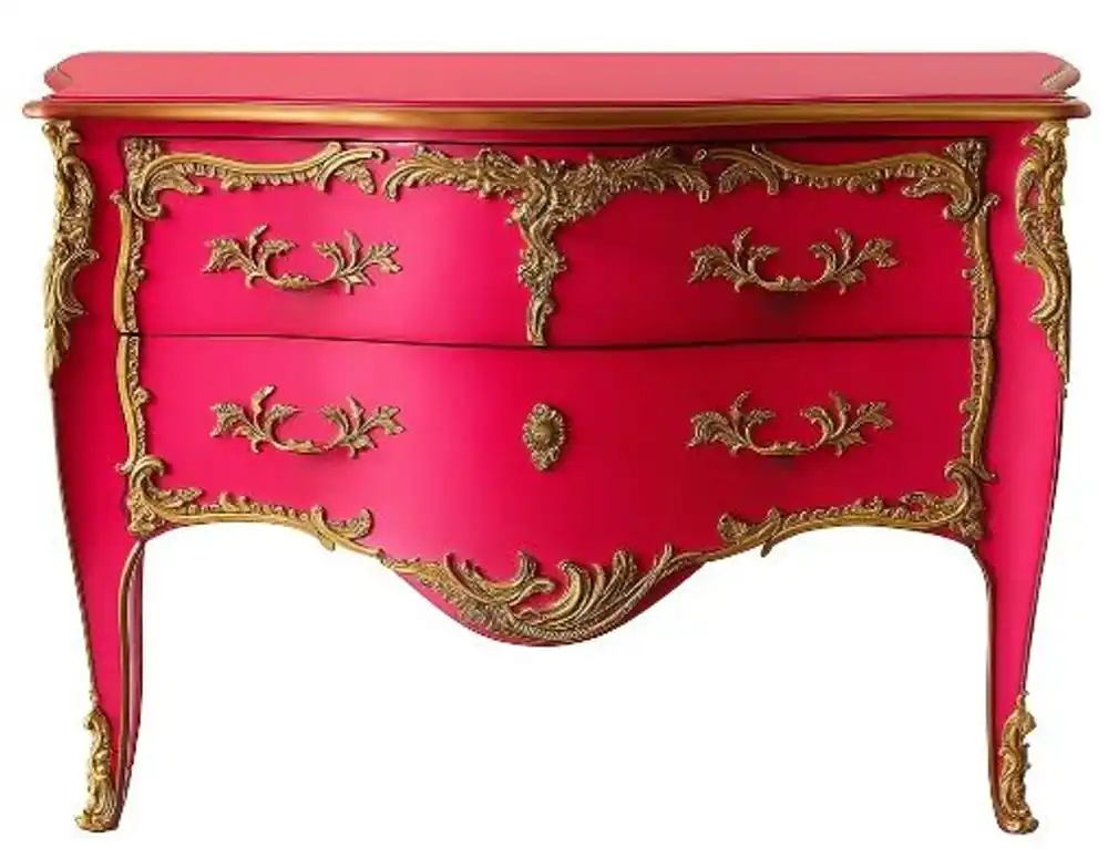 Direkt Vom Hersteller Casa Padrino cómoda barroco con 2 cajones rosa antiguo / oro - Cómoda de madera maciza hecha a mano en estilo barroco - Muebles barrocos hechos a mano - Noble y Magnífico