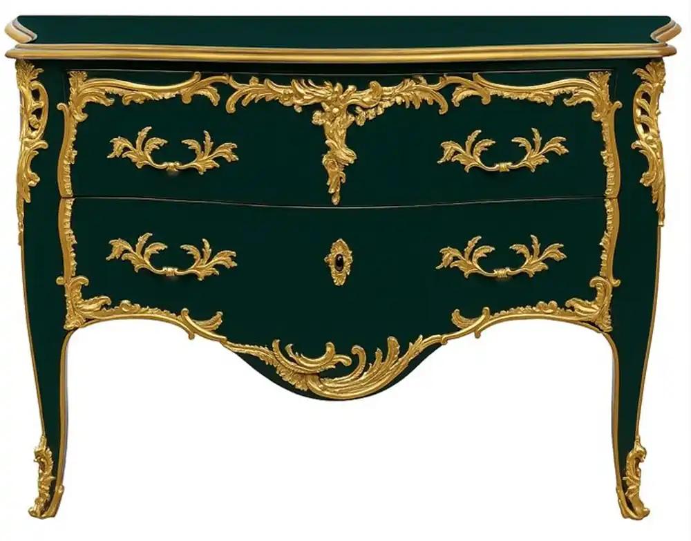Casa Padrino cómoda barroco con 2 cajones verde oscuro antiguo / oro - Cómoda de madera maciza hecha a mano en estilo barroco - Muebles barrocos hechos a mano - Noble y Magnífico Knallerangebot